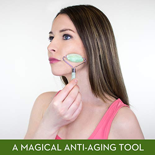 Kimkoo Jade Roller for Face-3 in 1 Kit with Gua Sha Massager Tool,100% Real Natural Jade Stone Facial Roller Anti Aging,Face Beauty Set for Eye Anti-wrinkle - Thumbnail 4