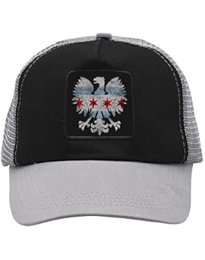Unisex Polish Eagle Chicago Flag Trucker Hat Adjustable Mesh Cap