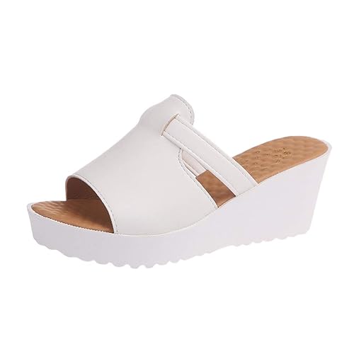 ?HWTOP Damen Hausschuhe Pantoletten Casual Slip On Wedges Dicke Plattformen Schuhe Outdoor High Heels