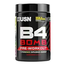 USN Pre Workout B4 Bomb Cherry 300g: Explosive Pre Workout Energy Drink Powder with Creatine, Caffeine &, Zynamite to…
