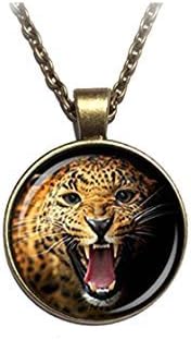 Cheetah necklace, jewelry, animal pendant jewelry pictures, art glass dome Necklace