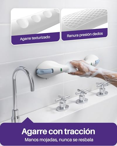 KEKOY Bathroom Handles for Elderly with Indicator, Shower Handle for Elderly and Disabled People – Safe and Sturdy Shower Handles, No Drilling and Detachable (Blue*1, 44.5cm)