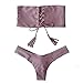 PiePieBuy Women Sexy Tube Top Lace Up Push Up Tie Side Pantie Triangle Brazilian Thong Bikini Two Piece Bathing Suit