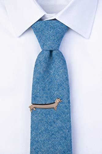 Long Weiner Dog Gold Metal Tie Bar - Thumbnail 2