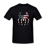 Drong Men's The Spider with American Flag Imprint T-Shirt L Black