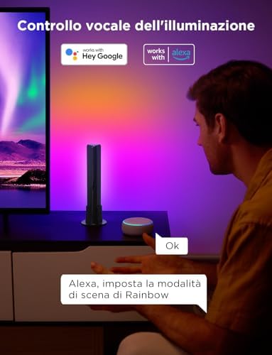 Barre Luminose, Retroilluminazione TV RGBICWW Funziona con Alexa e Google Assistant, Dimmerabile in 16 Milioni di Colori per Stanze, Decorazione da Gioco