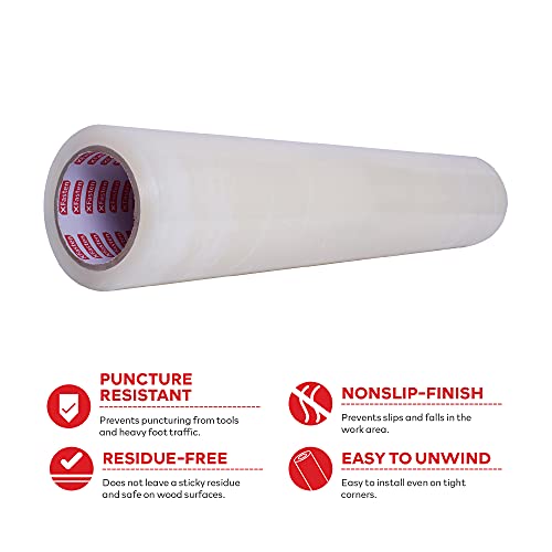 XFasten Floor Protection Film, 24Inch x 200Foot, 3 mils, Clear Self