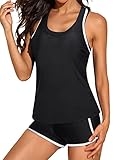Yonique 3 Piece Athletic Tankini Swimsuits for