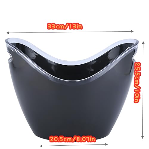 Beauenty Ice Bucket Wine Bucket,8L Wine Bucket Chiller for Parties, Acrylic Cooler Bucket for Champagne Wine Drinks Beer,Beverage Tub,Ice Tub,Bar Supplies（Black）