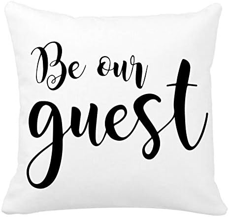 KACOPOL Be Our Guest Pillow Covers Super Soft Home Decor Inspirational Quotes Throw Pillow Case Cushion Cover 18" x 18" Wedding Birthday (Be Our Guest)