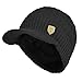 Janey&Rubbins Sports Winter Outdoor Knit Visor Hat Billed Beanie with Brim Warm Fleece Lined for Men and Women (Black)