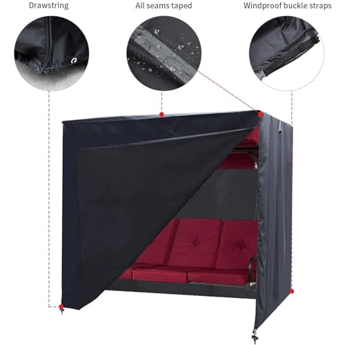 EASYBUYTECH 3-Seater Outdoor Swing Cover, Garden Hammock/Glider Chair Cover, UV-Resistant, All-Weather Protection, Fits 220×125×170 cm Canopy Swings