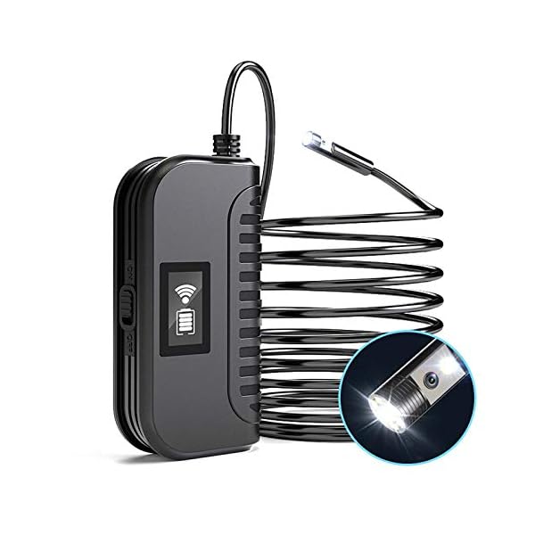 AWCPP Wifi 5Mp Hd Endoskopkamera Doppelobjektiv, 8,8Mm Inspektionskamera mit leichtem halbstarren kabellosen Endoskop…