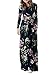 ZESICA Women's Floral Print Long Sleeve Pockets Empire Waist Pleated Long Maxi Dress