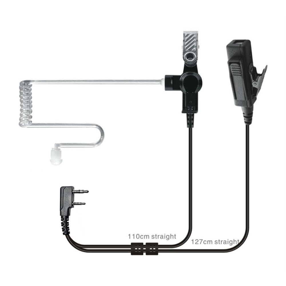 Palm PTT Microphone Covert Acoustic Tube Earpiece for Kenwood 2 Pin Radio