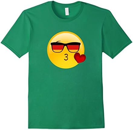 Men's German Flag Emoji Sunglasses Funny Kiss With Heart T-Shirt XL Kelly Green