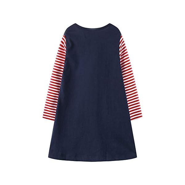 Toddler Girl Long Sleeve Dress Stripe Rainbow Christmas Cotton Casual Tunic Playwear Basic Shirt Party Dresses - Image 3