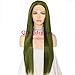 QD-Udreamy Fashion Natural Straight Green Lace Front Wigs Hand Tied Heat Resistant Synthetic Hair Wigs for Women Party Wear 24 Inch