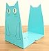 TOBSON Cute Cat Heavy Duty Bookend Nonskid Bookends Art Decoration,A Pairs(Blue)