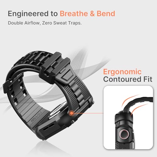 Fullmosa Compatible with Apple Watch Band 44mm 45mm Rugged TPU with Bumper Case and Screen Protector, Compatible with Apple Watch SE3/2/1 Series 9/8/7/6/5/4.45mm Black