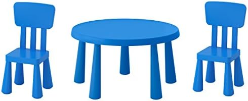 Ikea Mammut Kindertisch Blau Und Mammut Kinderstuhl Blau 2 Stuck Amazon De Kuche Haushalt
