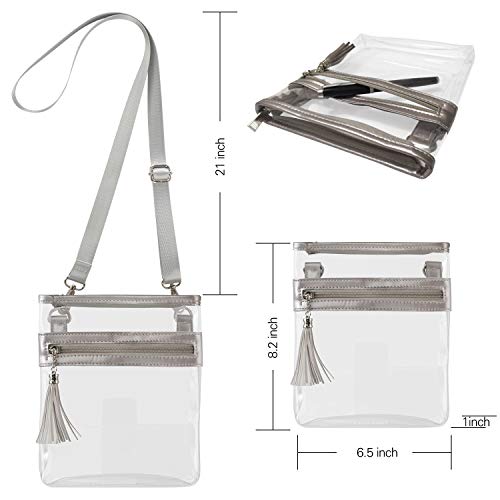 YanHao Clear Purse Fashion NCAA PGA NFL Stadium Approved Clear Bag Crossbody Transparent Bag with Tassel - Thumbnail 3