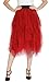 Urban CoCo Women's Sheer Tutu Skirt Tulle Mesh Layered Midi Skirt (L, Red)