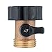 E-zoe 03V Heavy Duty Brass Garden Hose Connector with Shut Off Valve Single Brass Water Hose Parts 3/4 Inlet and Outlet Thread with Comfort Grip to Control Water Flow