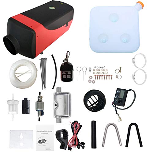 Parking Air Diesel Heater 24V Diesel Air Fuel Heater for RV,Truck,Boat,Caravan Motorhome and Bus (24V 5KW with Digital Switch Remote Control,Silencer) (red)