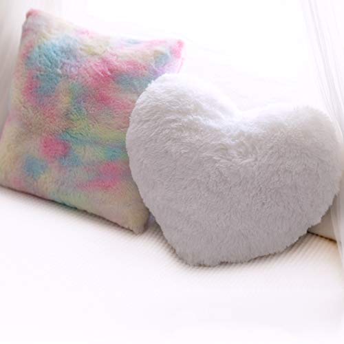 PERFECTTO Set of 2 Decorative Throw Pillows for Girls. White Fluffy