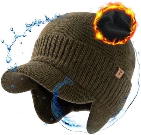 TOP-EX Waterproof Visor Beanie Hat for Men Women Winter Knit  display picture 1