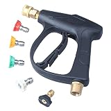 DUSICHIN DUS-220 Short Wand High Pressure Washer Gun,3000 PSI Max, 5 Pressure Power Washer Nozzles, 3.0 Tips