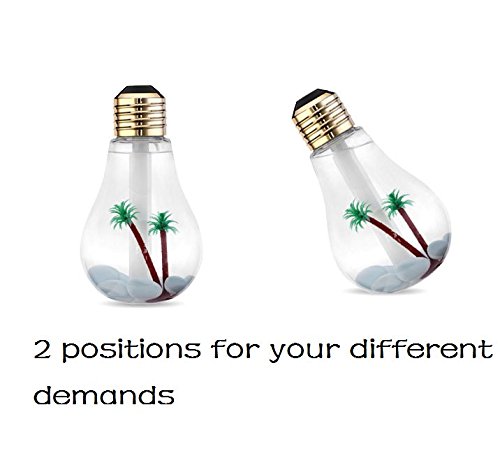 Chris.W Office Desktop Bulb Mist Air Humidifier, Ultrasonic Humidifier with 7 Color Changing LED Night Lights, 400ml USB Portable Humidifier for Home, Bedroom, Baby Room, Gift Ideal(Gold)