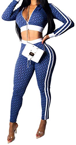 Women Sexy Bodycon 2 Pieces Outfits Mock Neck Long Sleeves Zipper Crop Top Hood Letters High Waist Skinny Drawstring Long Pants Active Sweatsuits
