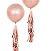 Fonder Mols Rose Gold Giant Round Balloons with Tassels Garland Tail for Wedding Baby Shower Event & Party Supplies (Set of 2, 36 inch)