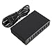 AOOK 50W 10-Port USB Charger Multi-Port USB Charger Desktop Charging Station with Smart Charging Technology for Apple iPhone 7/ 6 / 6S Plus, iPad Air 2 / mini 3, Samsung Galaxy S6 / S6 Edge (Black)