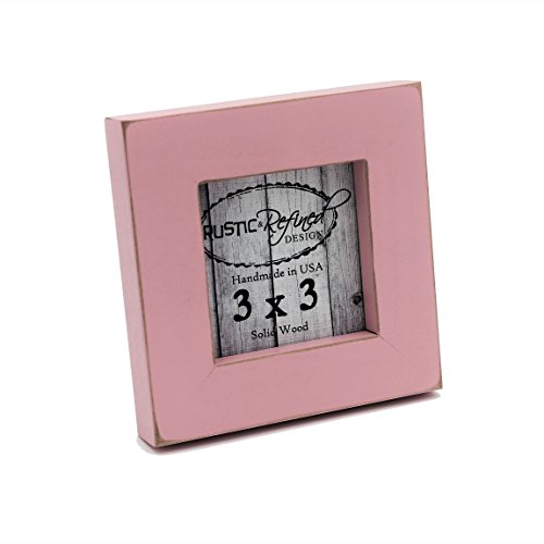 Rustic and Refined Design3x3 Solid Wood Made in USA Picture Frame with 1 Inch Border (Gallery Collection) - Petal Pink