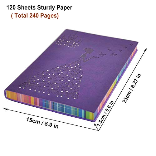 A5-Lined-Notebook-Planner-Travel-Journal-Leather-Notebook-for-Girls-Women-Princess-Butterfly-Journal-Vintage-Notebook-Diary-A5-Ruled-Writing-Notebook-Lined-Note-Pads-Purple-Journal-240-Pages