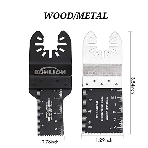 EONLION 25 Pcs Metal/Wood Oscillating Multitool Quick Release Saw BladesQuick Release Kit Fein Multimaster Porter Cable Black&Decker Bosch Dremel Craftsman Ridgid for Sanding, Grinding and Cutting