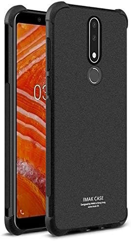 Nokia 3.1 Plus Case with Screen Protector, IMAK Ultra-Thin Anti-Dropping Airbag Protection Shockproof Bumper Soft TPU Protective Back Cover Compatible for Nokia 3.1 Plus (Matte Black)