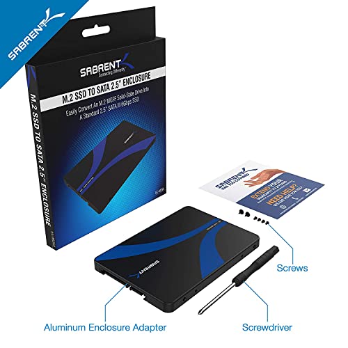 SABRENT Internal M.2 to SATA III 2.5" Case with B&M Key Holder (Not Support PCIe NVMe) Aluminum (EC-M2SA)