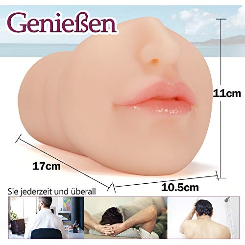 Masturbator Taschenmuschi mit 3D realistischen Mund Vagina Masturbieren Blowjob Pussy mit Porzellanhaut Erotik tragbare Muschi hautähnlicher Textur Sexspielzeug für Männer Moruioy