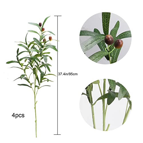 HO2NLE 37.5inch Olive Branches Stems Artificial Greenery Olive Branches