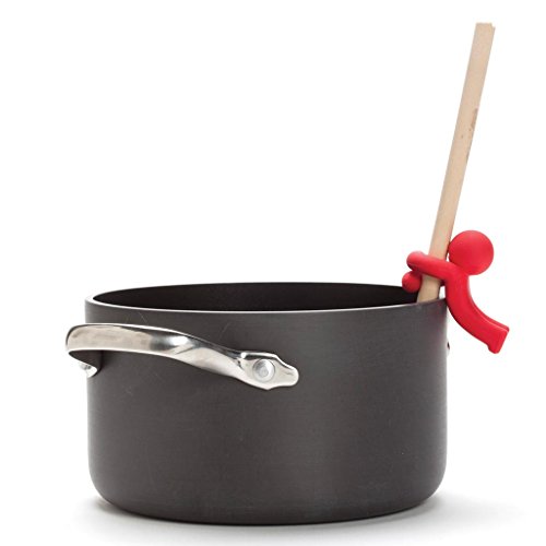 Monkey Business Spoon Saver - Hug Doug Silicone Spoon Saver and Rest, Adjustable to Most Kitchen Cooking Utensils, Red