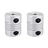 Sydien 2 Pcs 8mm to 10mm Motor Shaft Coupling Aluminum Alloy Flexible Coupler Motor Connector Joint 25mm Length 20mm Diameter for RepRap 3D Printer, CNC Machine,Stepper Motor