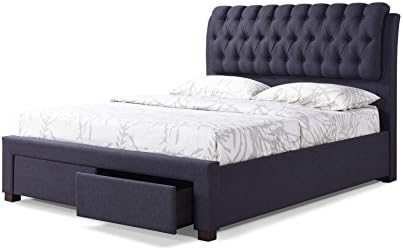 Urban Ladder Cassiope King Size Engineered Wood Upholstered Bed With Pull Out Storage (Fabric - Steel Grey)
