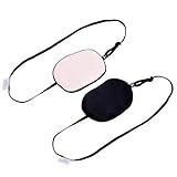 Mudder 2 Pieces Silk Eye Patch Elastic Eye Patches Lazy Eye Patches for Amblyopia Strabismus, Black and Flesh Pink