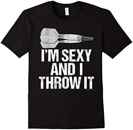 Mens I'M SEXY AND I THROW IT - Fun and Sexy Bar Dart TShirt Large Black