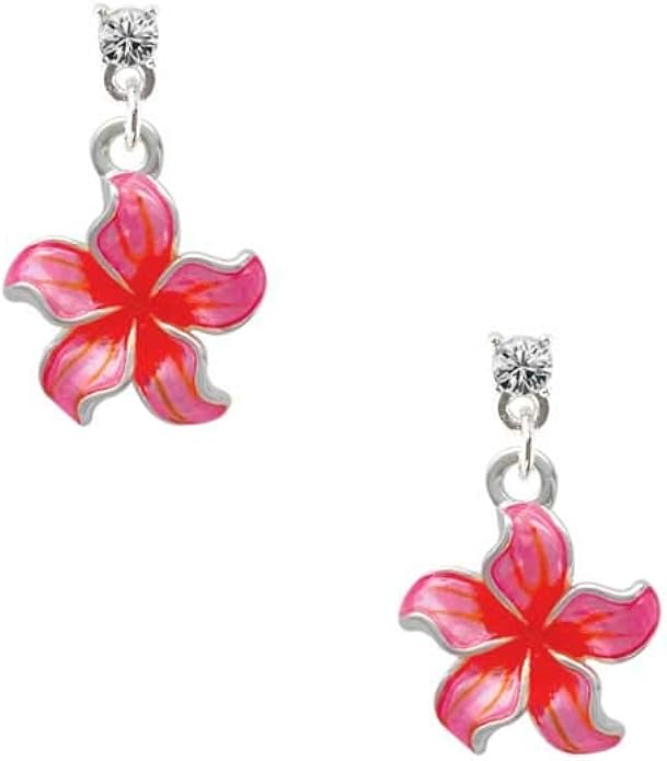 Hot Pink and Orange Plumeria Flower Clear