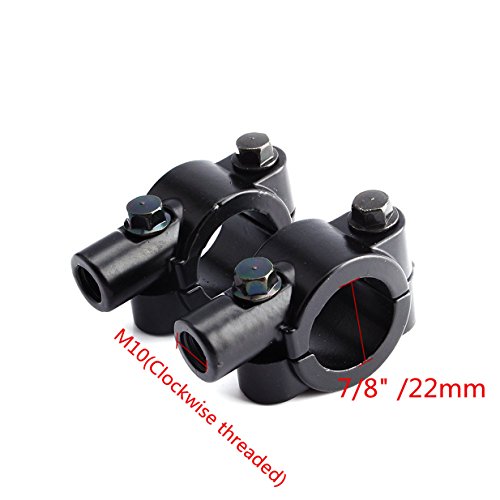 Yosoo Universal Motorcycle Rear View Mirror Mount 10mm Fit on 7/8" /22mm Handlebar,Aluminum Black